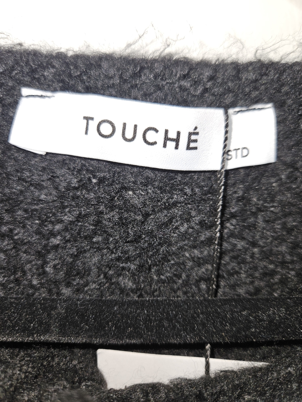 Touche Prive Black Fringe Knit Women's Sweater Cardigan Tie Front OSFM Medium - Picture 3 of 15
